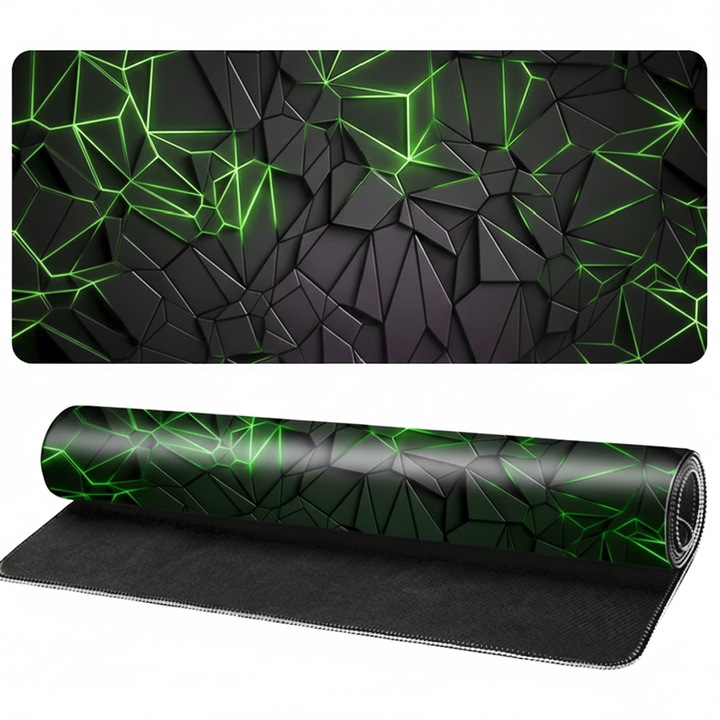 Mousepad Gaming Profesional TNS®, Rezistent la Apa, Viteza Alunecare Marita, Stabilitate, Eficienta Marita, Design Modern, Model 3D, Neon Matrix, 90x40 cm