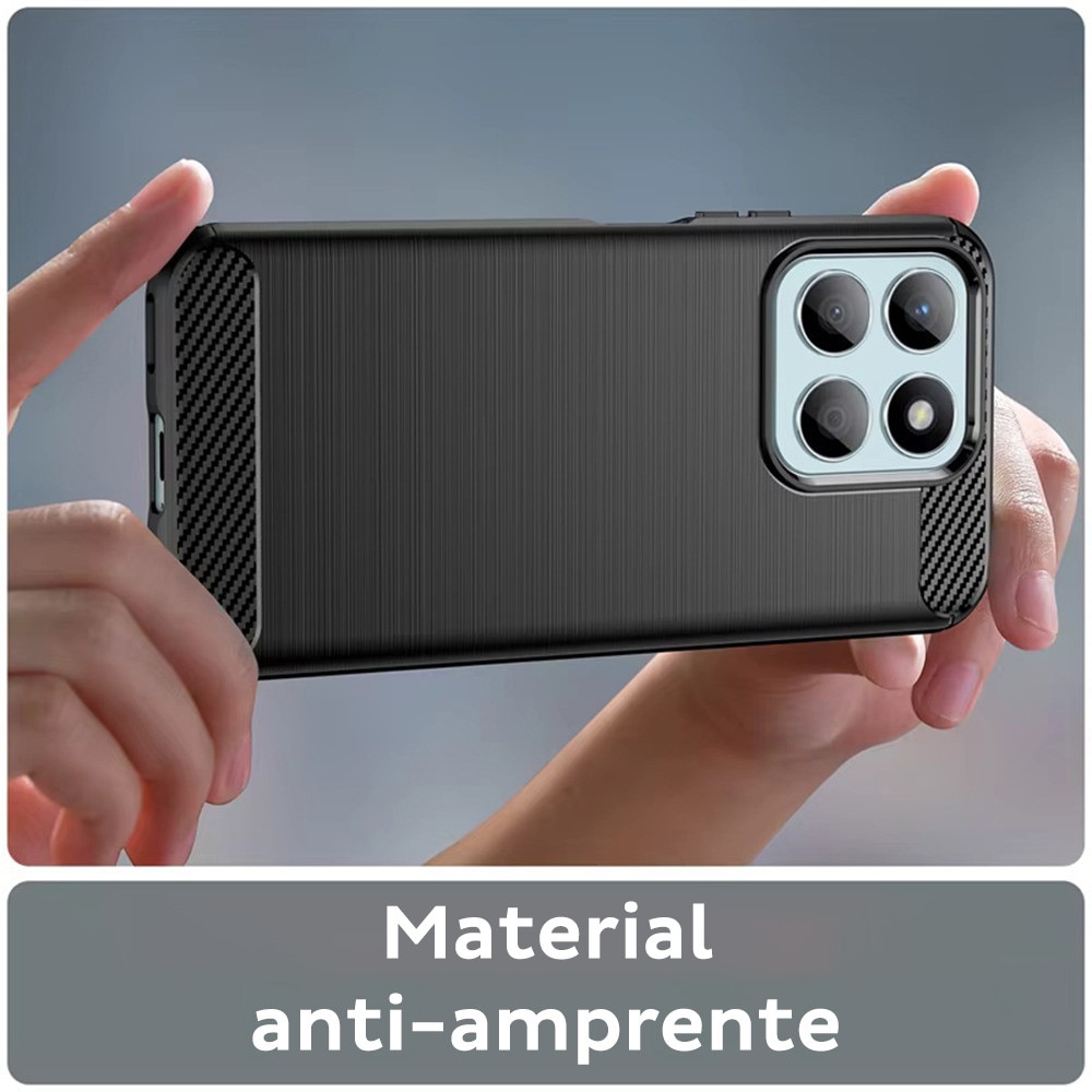Husa pentru Honor 400 Smart / X7d 4G Daden Carbon Flexibila Antisoc, Hybrid Antisoc, Negru
