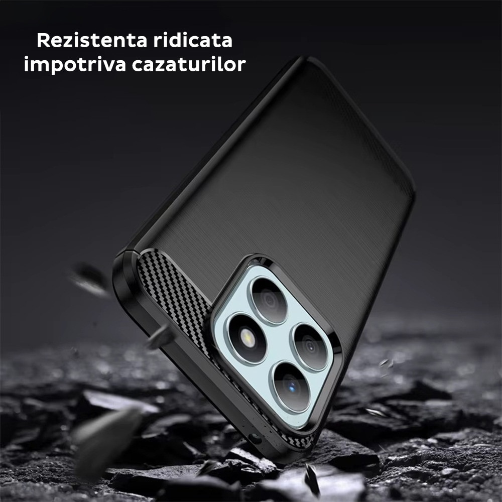 Husa pentru Honor 400 Smart / X7d 4G Daden Carbon Flexibila Antisoc, Hybrid Antisoc, Negru
