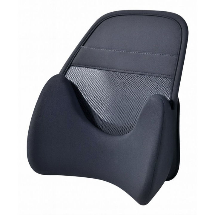 Калъф за стол 2в1 idealSTORE лумбална опора, Размери 51 x 44 x 13 см Дишаща мрежа + ергономична пяна, Корекция на стойката и поддържане на лумбалния гръбнак