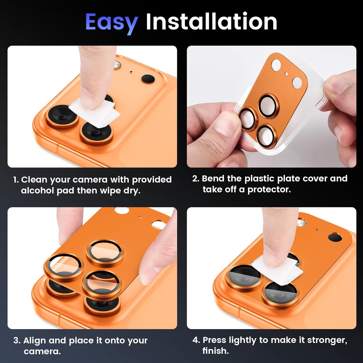Folie protectie camera compatibila cu iPhone 17 Pro Max, metal, sticla temperata 9H, transparenta