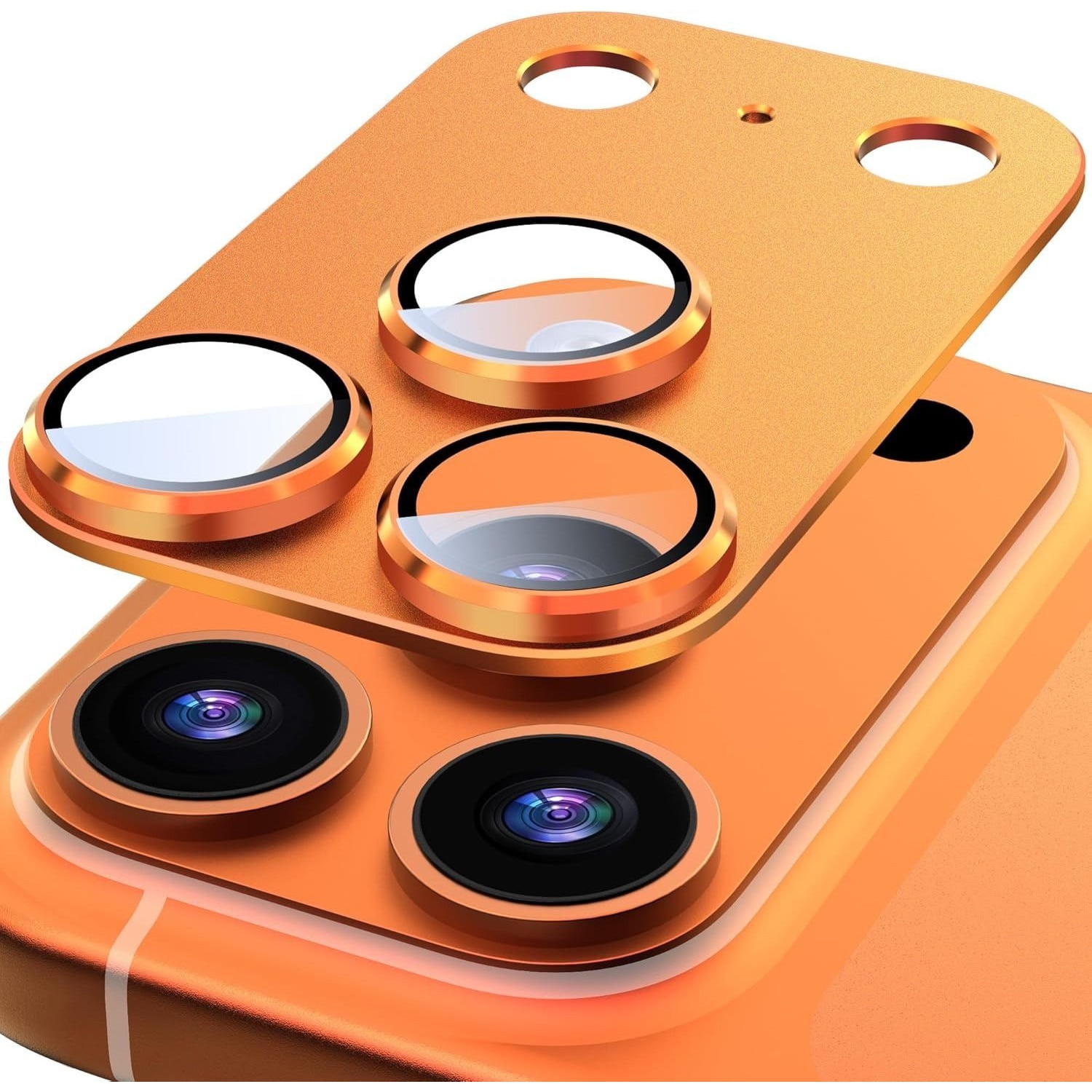 Folie protectie camera compatibila cu iPhone 17 Pro Max, metal, sticla temperata 9H, transparenta