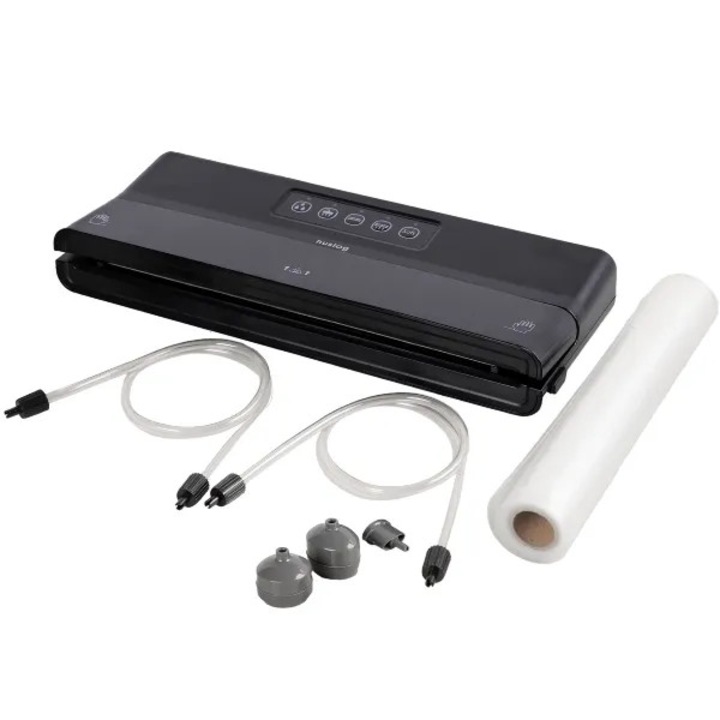 Aparat de vidat cu accesorii, panouri de control digitale, compact 125 W + 2 folii, 6, 5 l/m, Negru