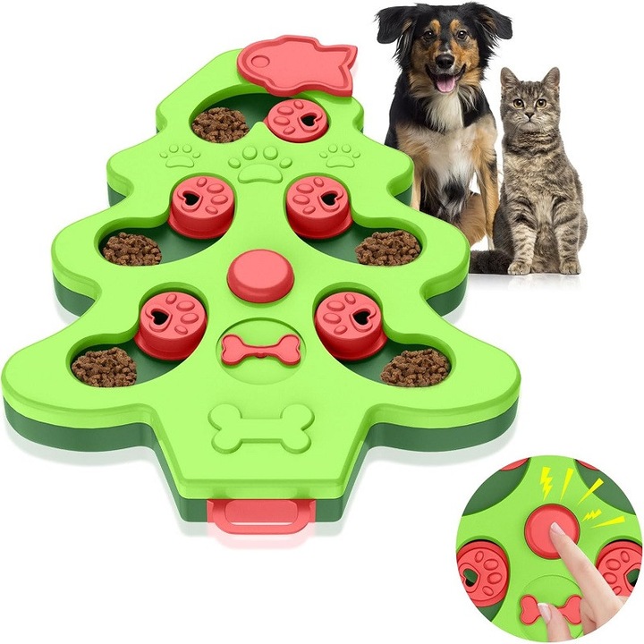 Bol educational pentru caini KuviKoo - Design cu labirint pentru incetinirea hranei (34x26.5x4.5cm), puzzle interactiv ce stimuleaza activitatea mintala, potrivit pentru toate rasele