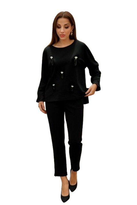 Compleu negru casual cu accesorii, Negru, 36