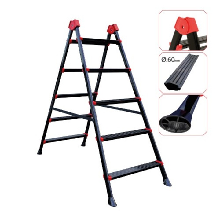 Стълба 4+4 двойна метална, Rodex MR704T (1)