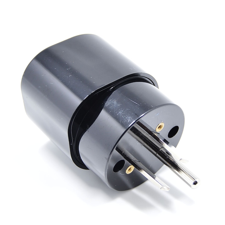 Adaptor CEE 7/3 Schuko mama la priza US/Japan 3-pini tata (type B, NEMA 5-15) cu pamantare, negru