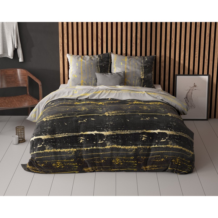 Pamut ágyneműhuzat garnitúra, Antracit 240x220 cm