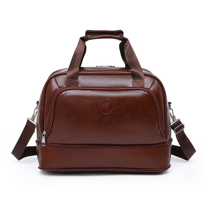 Пътна чанта, екологична кожа, разтегателна, черна, 40x30x20см