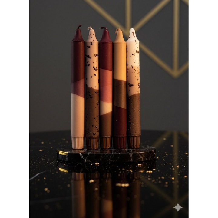 Ръчно изработени свещи от естествен восък, NORDTRICE, гъвкав комплект, 5 броя, натурални, многоцветни