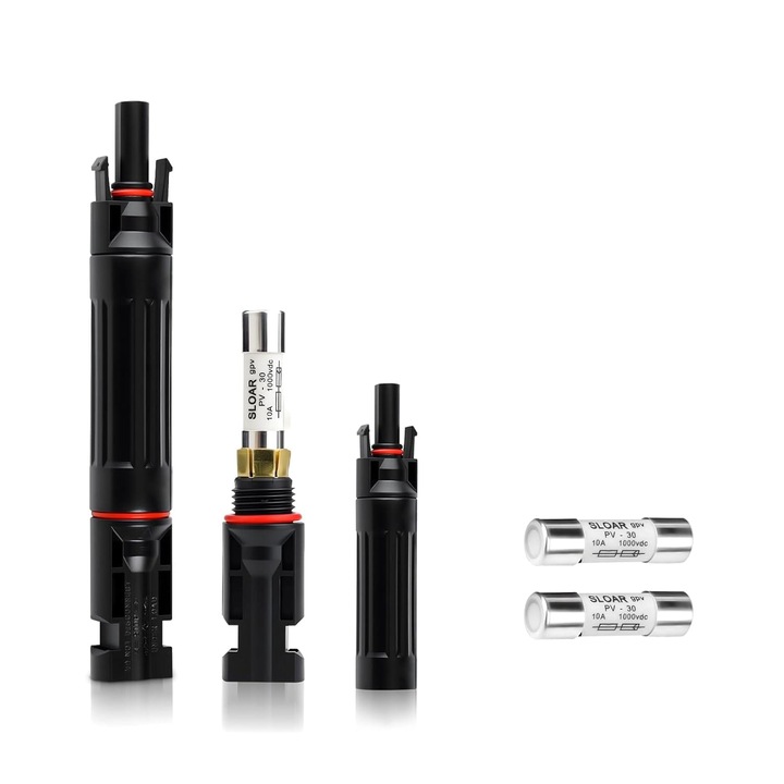 Set 2 Siguranțe MC4 15A 1000V DC, Onuvio, rezistență la apă și UV, compatibile universal