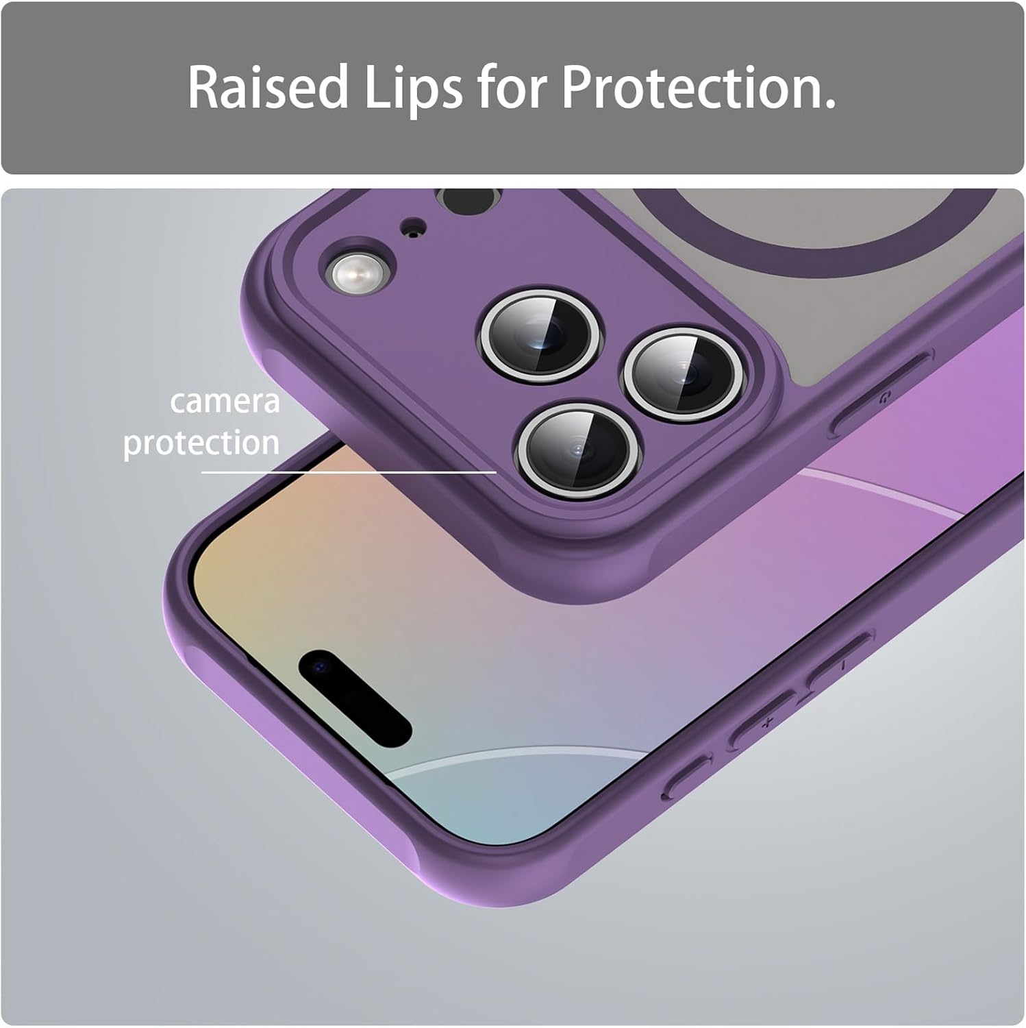 Husa Matte MagSafe pentru IPhone 17 Pro, protectie completa, contur mov