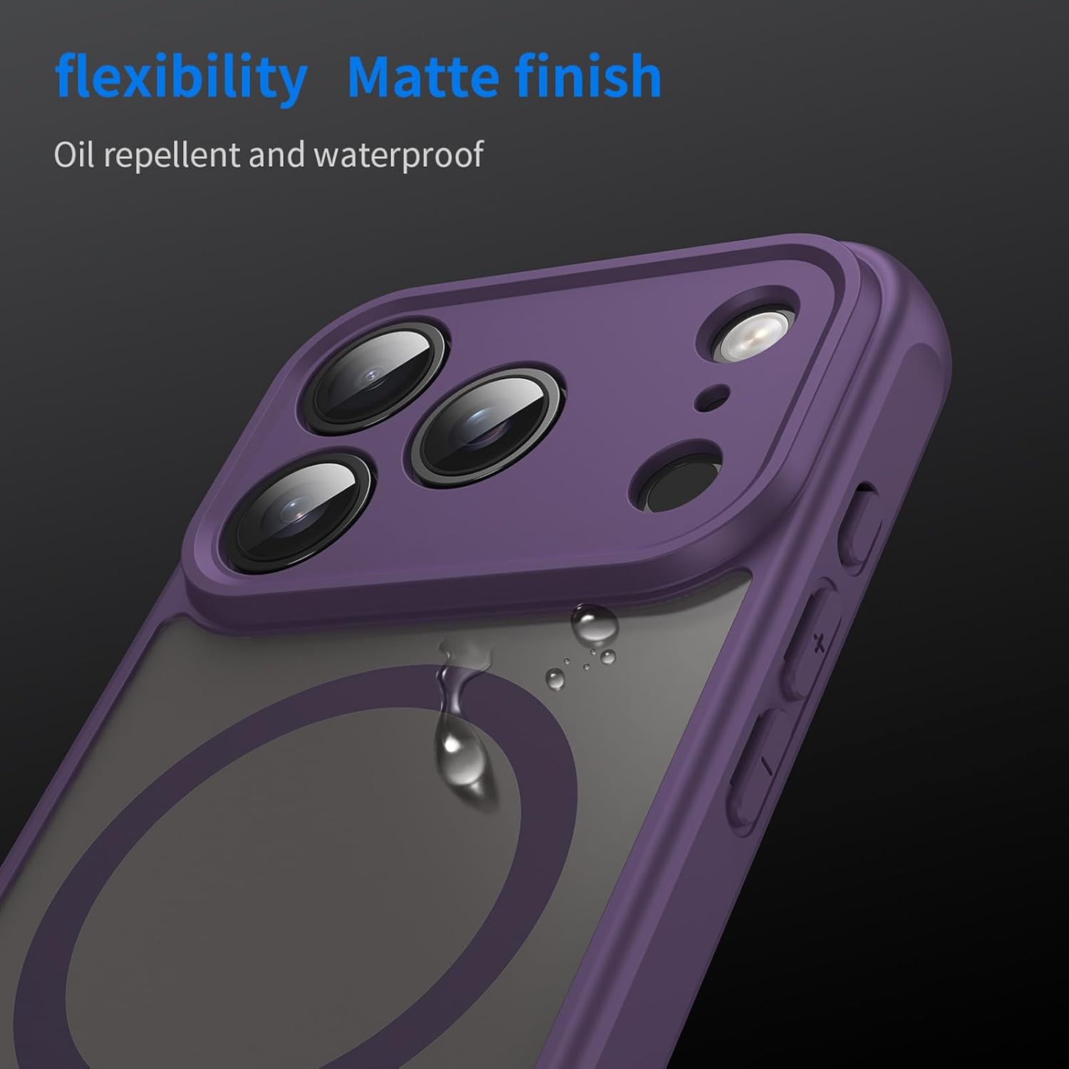 Husa Matte MagSafe pentru IPhone 17 Pro, protectie completa, contur mov