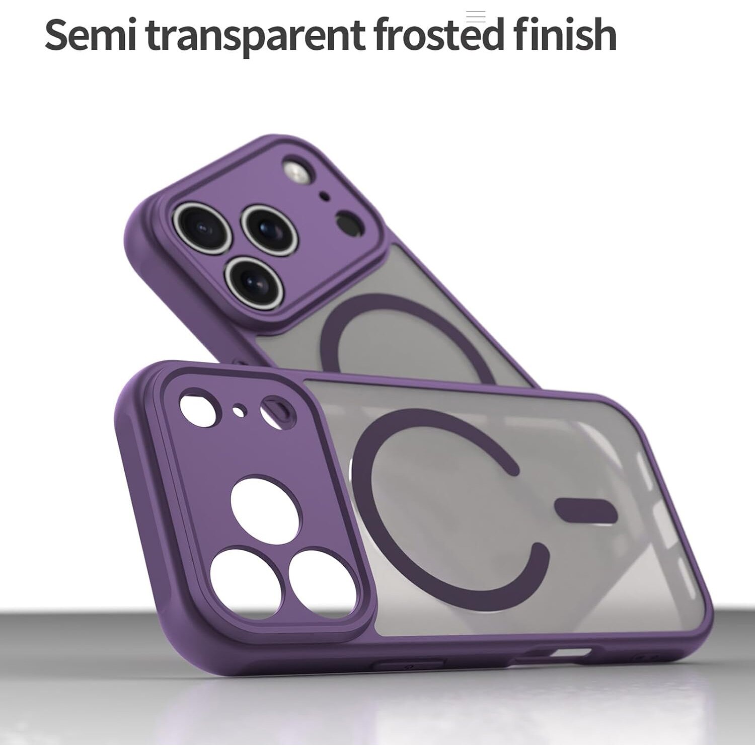Husa Matte MagSafe pentru IPhone 17 Pro, protectie completa, contur mov