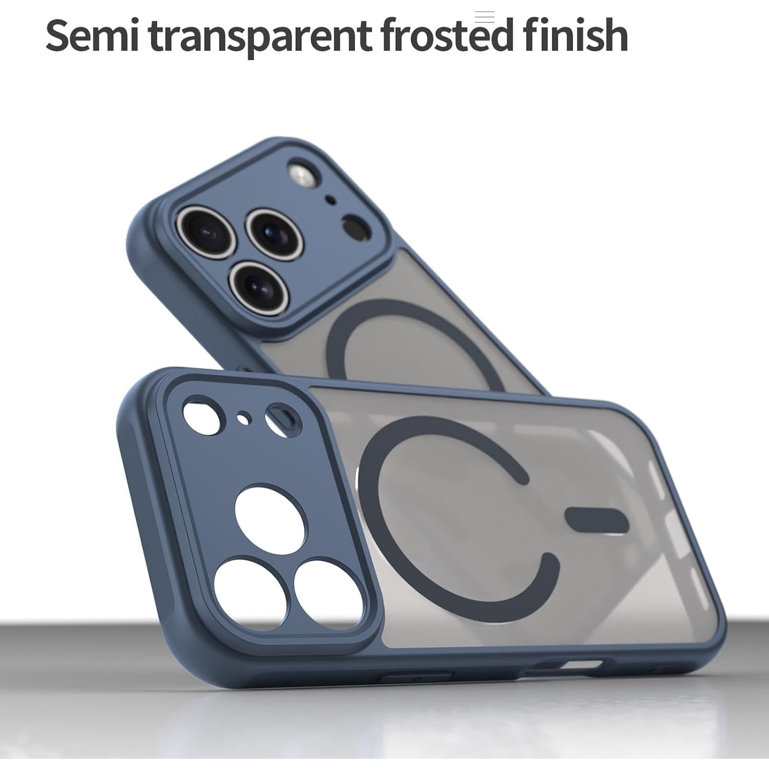 Husa Matte MagSafe pentru IPhone 17 Pro, protectie completa, contur albastru
