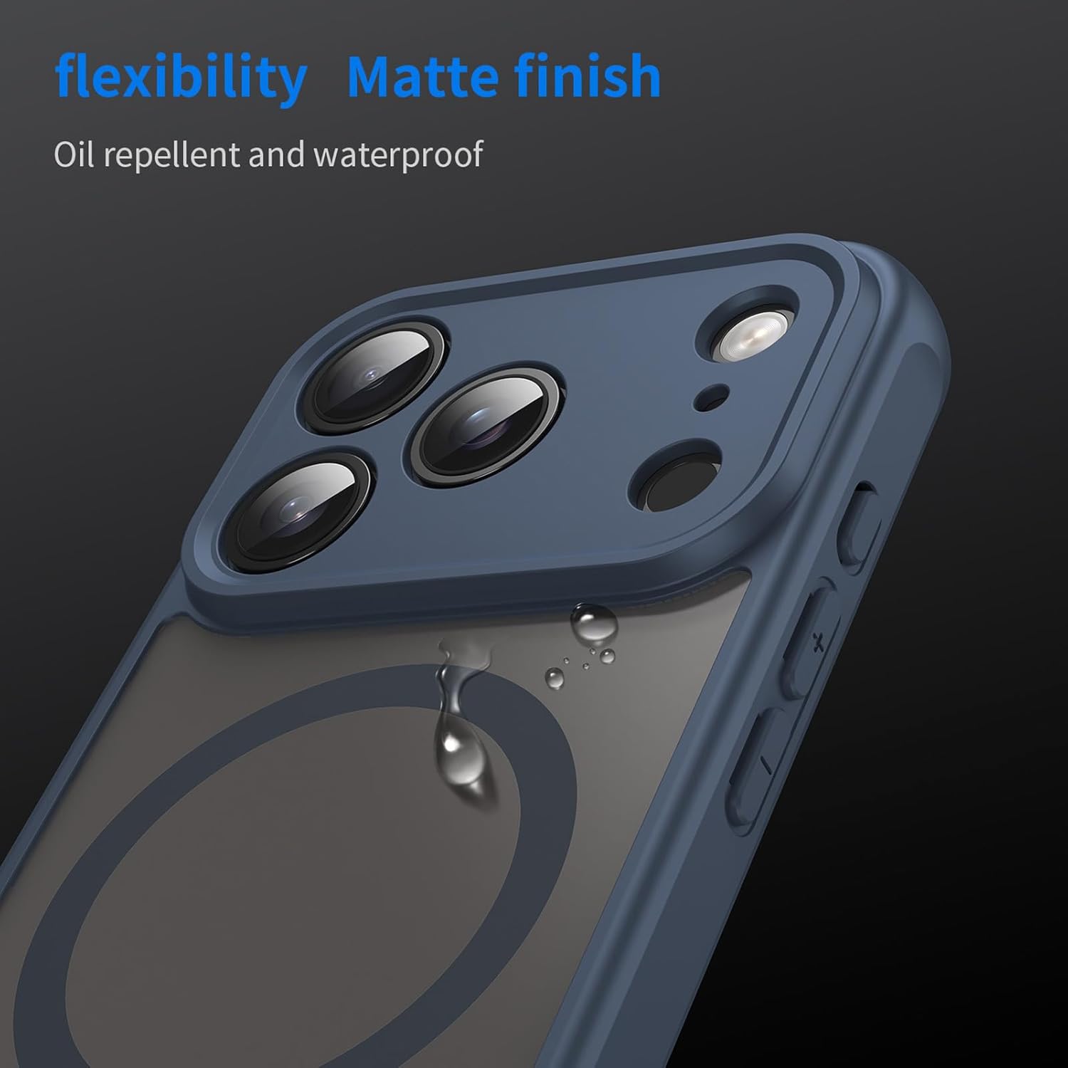 Husa Matte MagSafe pentru IPhone 17 Pro, protectie completa, contur albastru