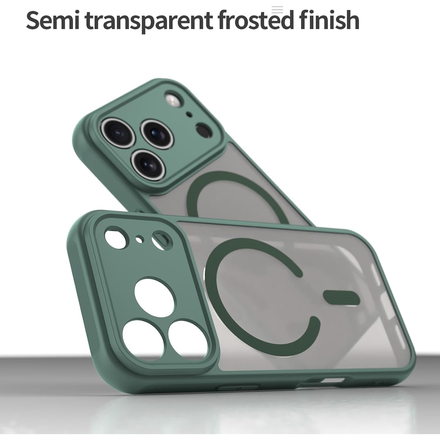 Husa Matte MagSafe pentru IPhone 17 Pro, protectie completa, contur verde
