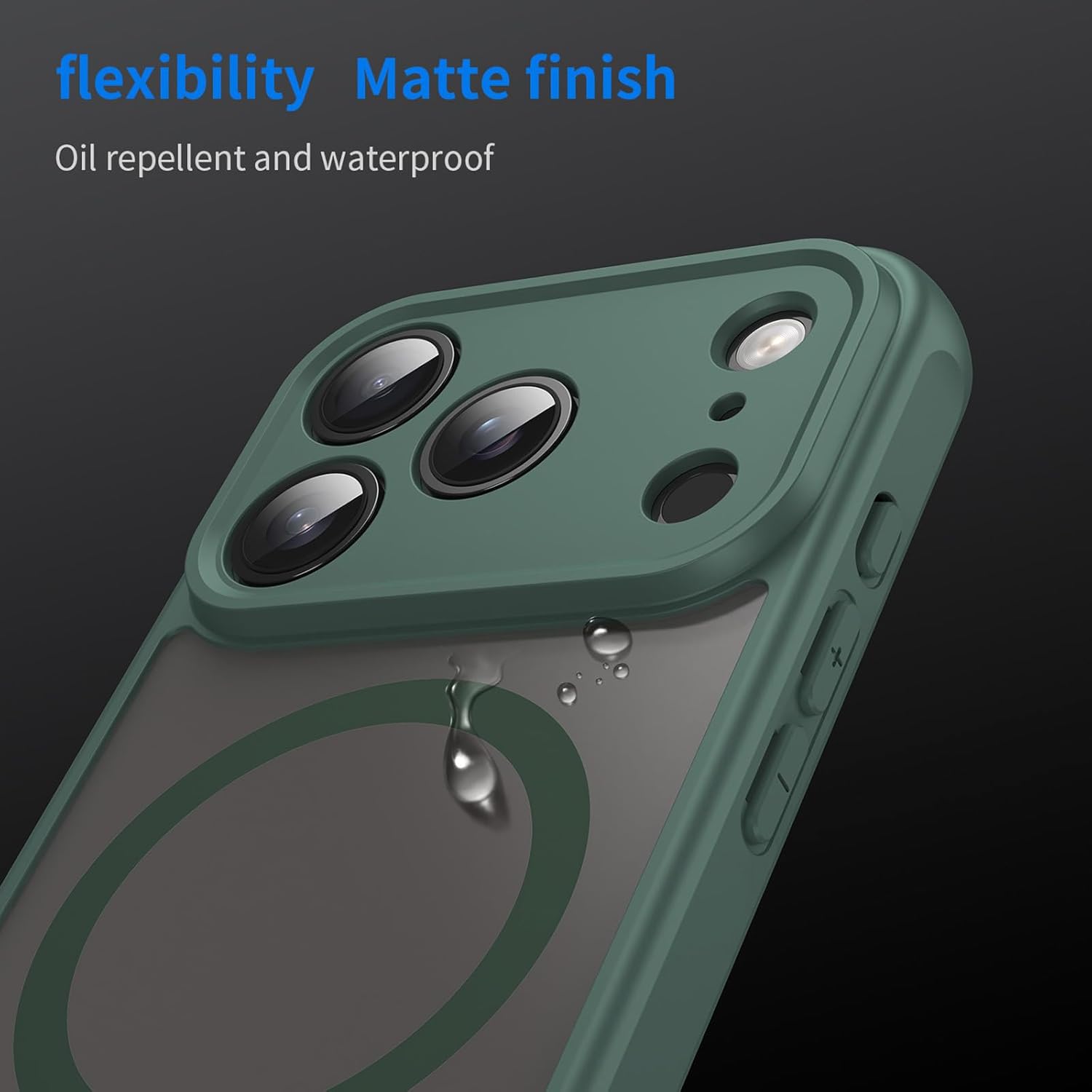 Husa Matte MagSafe pentru IPhone 17 Pro, protectie completa, contur verde