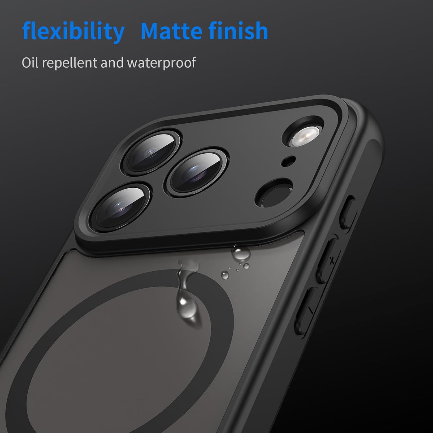 Husa Matte MagSafe pentru IPhone 17 Pro, protectie completa, contur negru