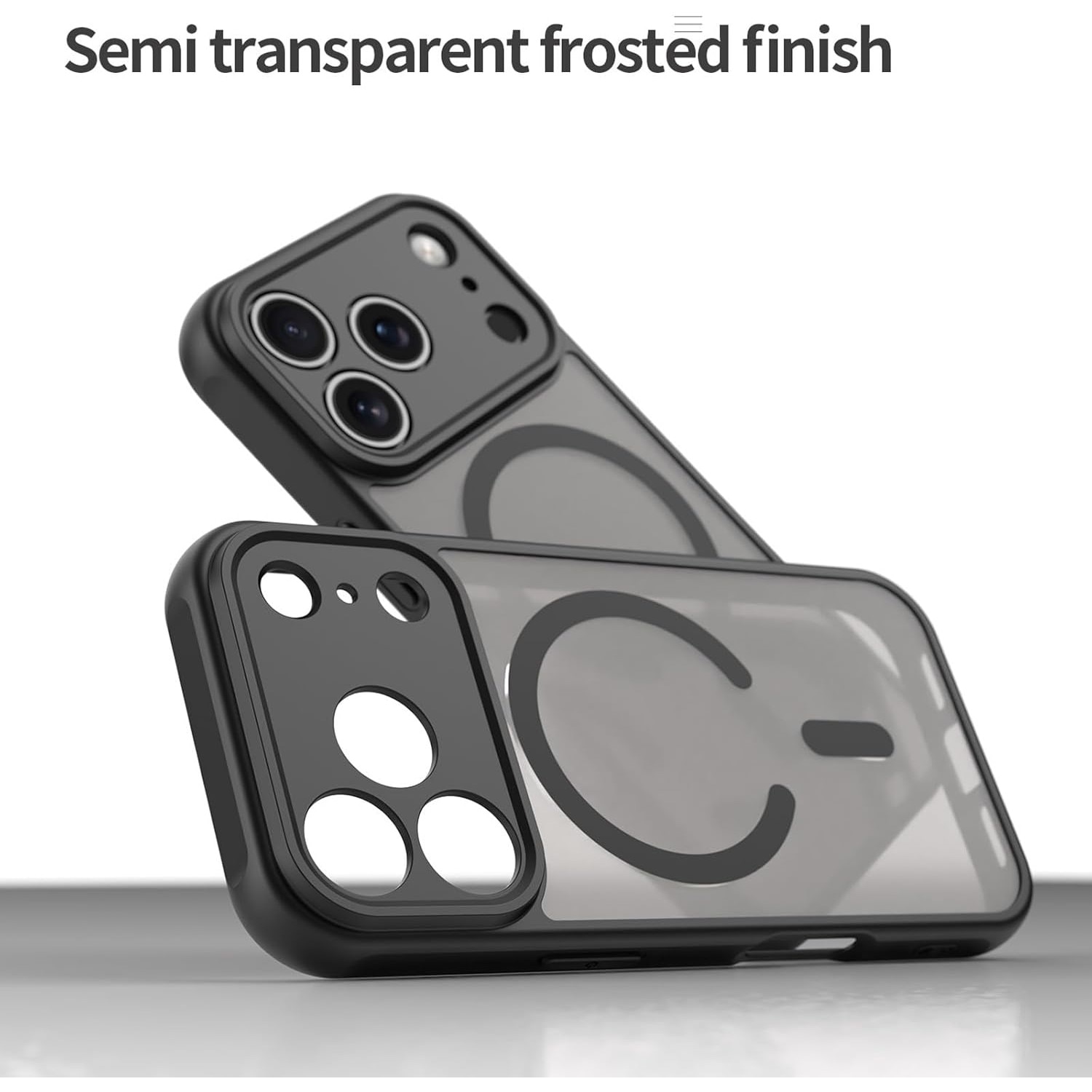 Husa Matte MagSafe pentru IPhone 17 Pro, protectie completa, contur negru