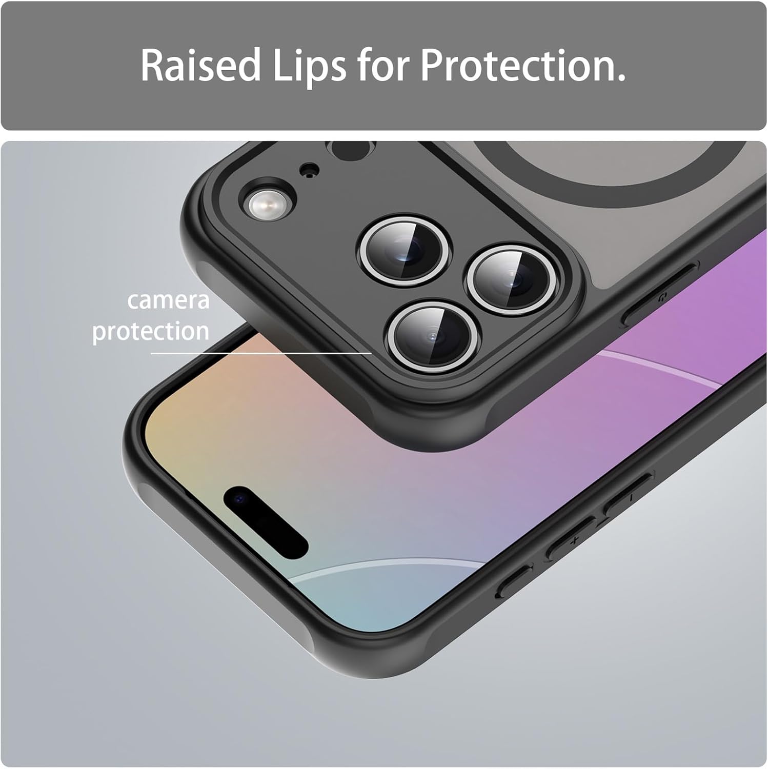 Husa Matte MagSafe pentru IPhone 17 Pro, protectie completa, contur negru