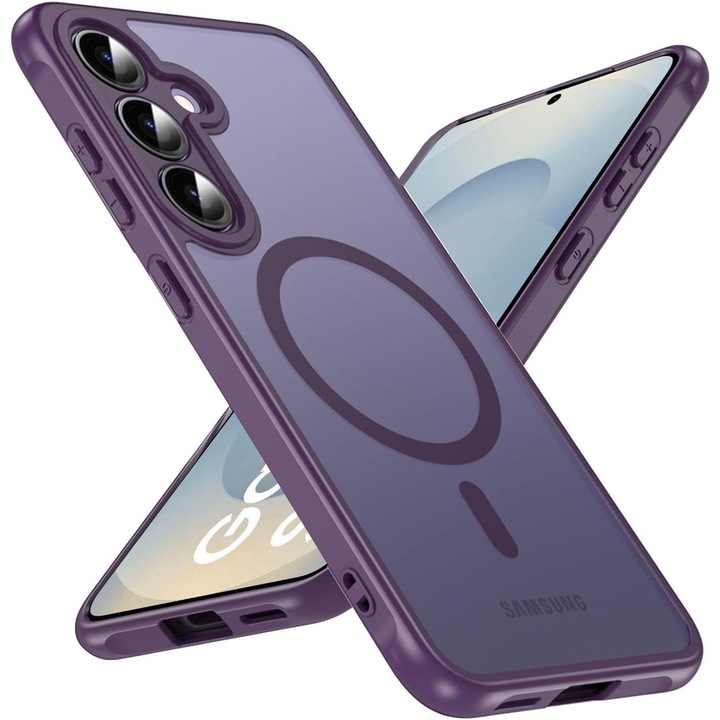 Husa Matte MagSafe pentru Samsung Galaxy S24, protectie completa, contur mov