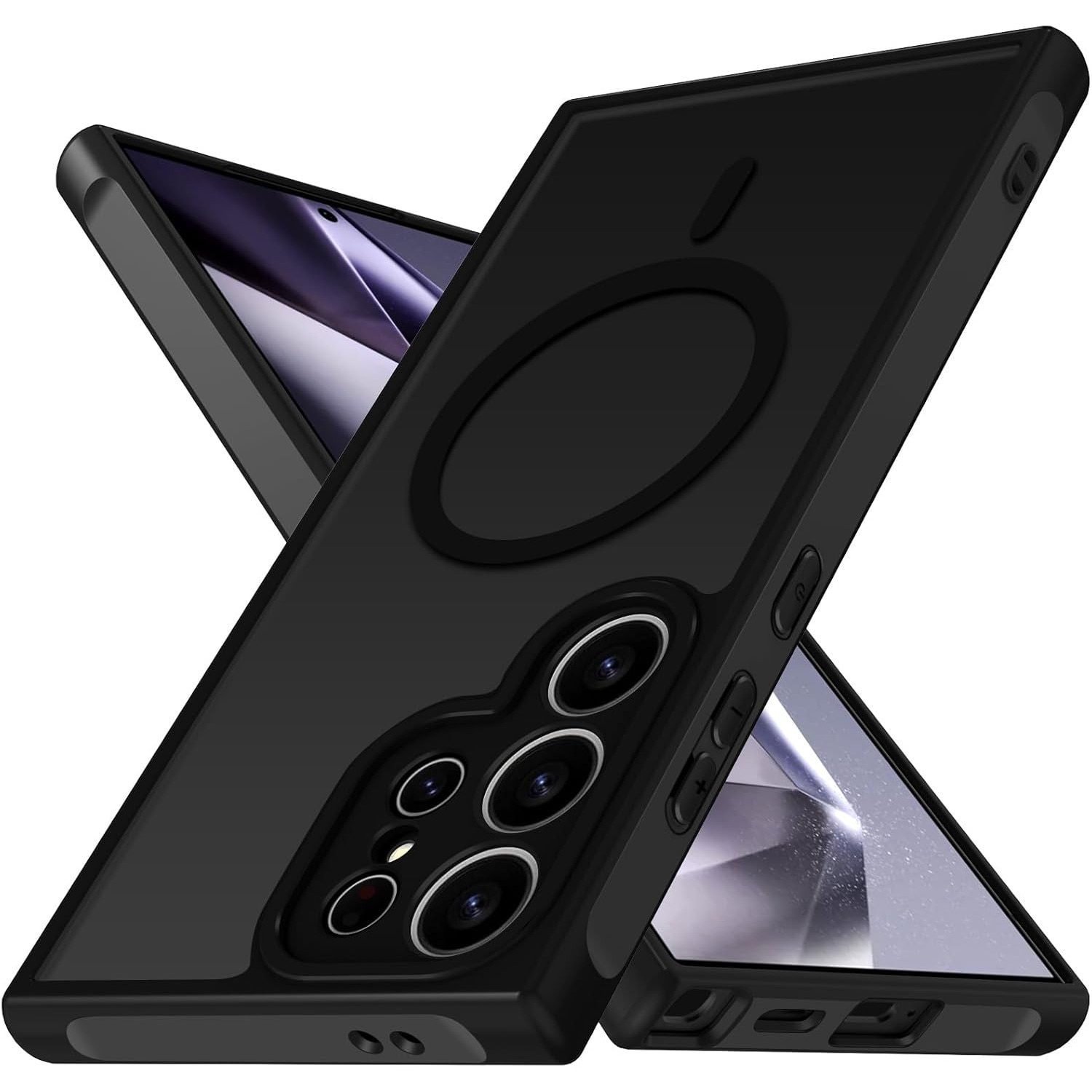 Husa Matte MagSafe pentru Samsung Galaxy S24 Ultra, protectie completa, contur negru