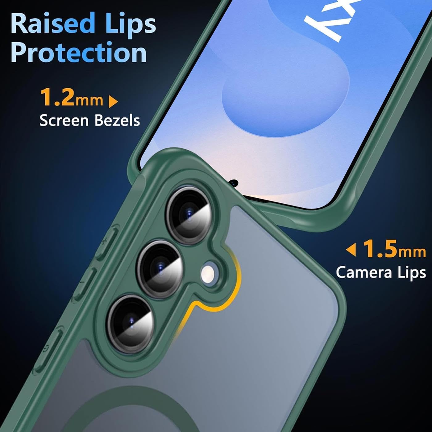 Husa Matte MagSafe pentru Samsung Galaxy S25 Plus 5G, protectie completa, contur verde