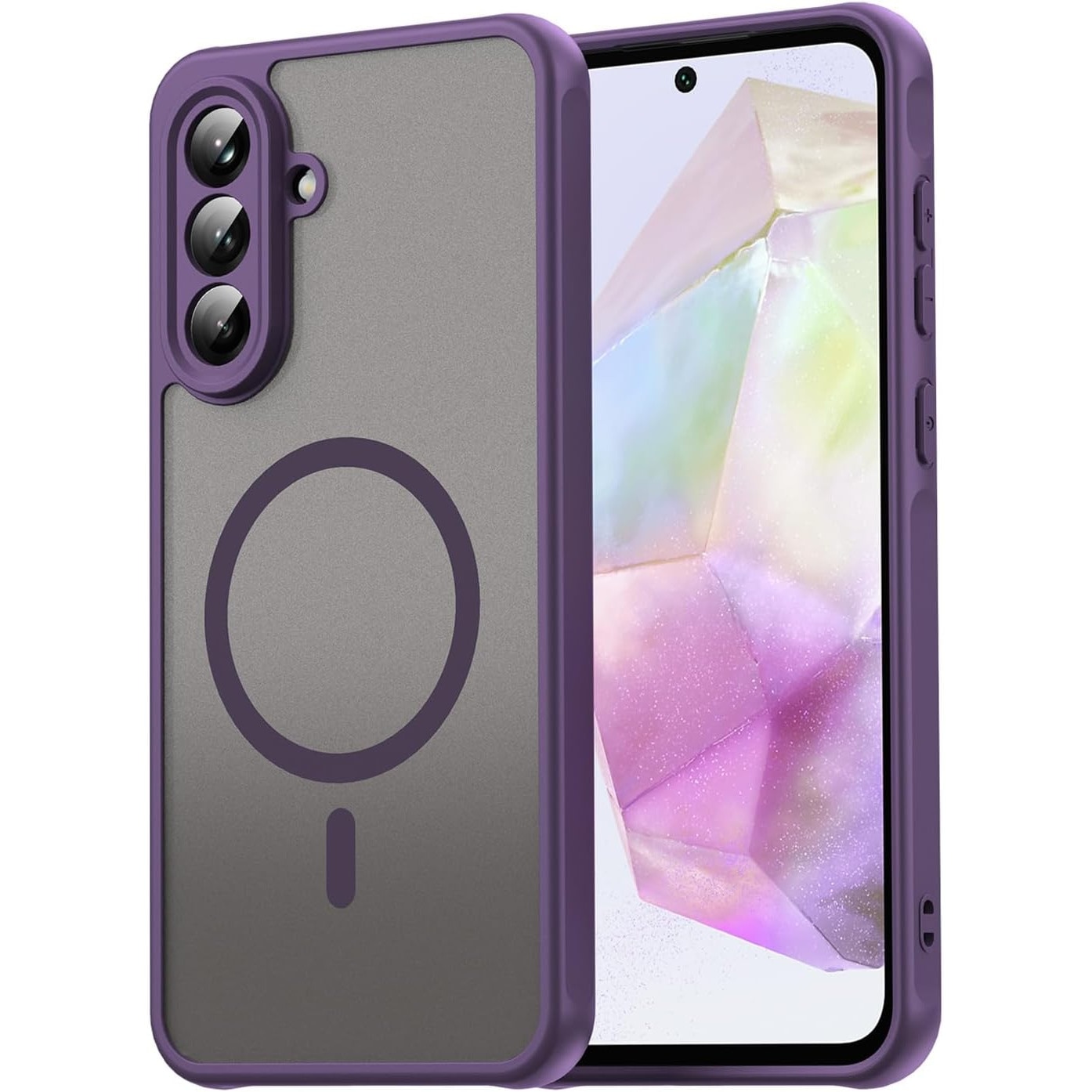 Husa Matte MagSafe pentru Samsung Galaxy A56, protectie completa, contur mov
