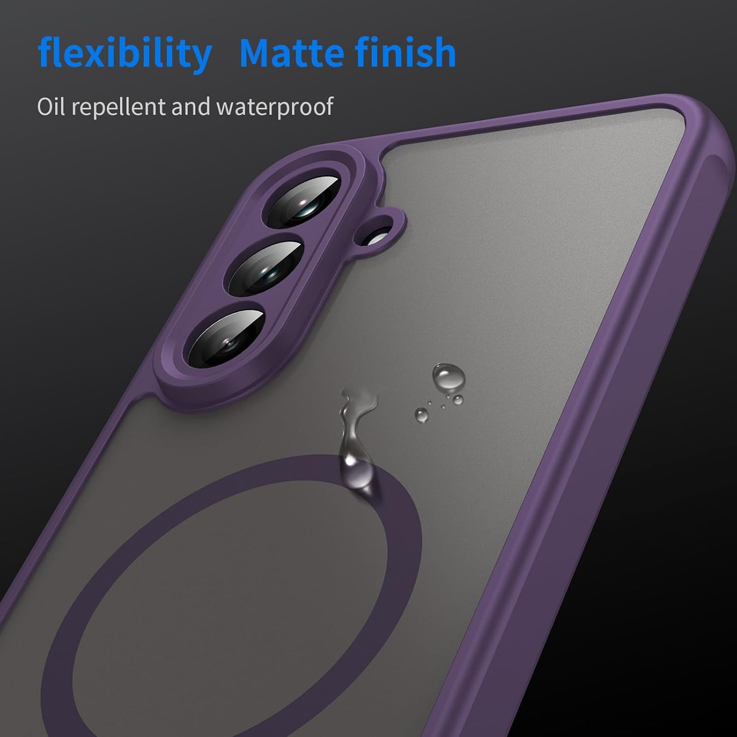 Husa Matte MagSafe pentru Samsung Galaxy A56, protectie completa, contur mov