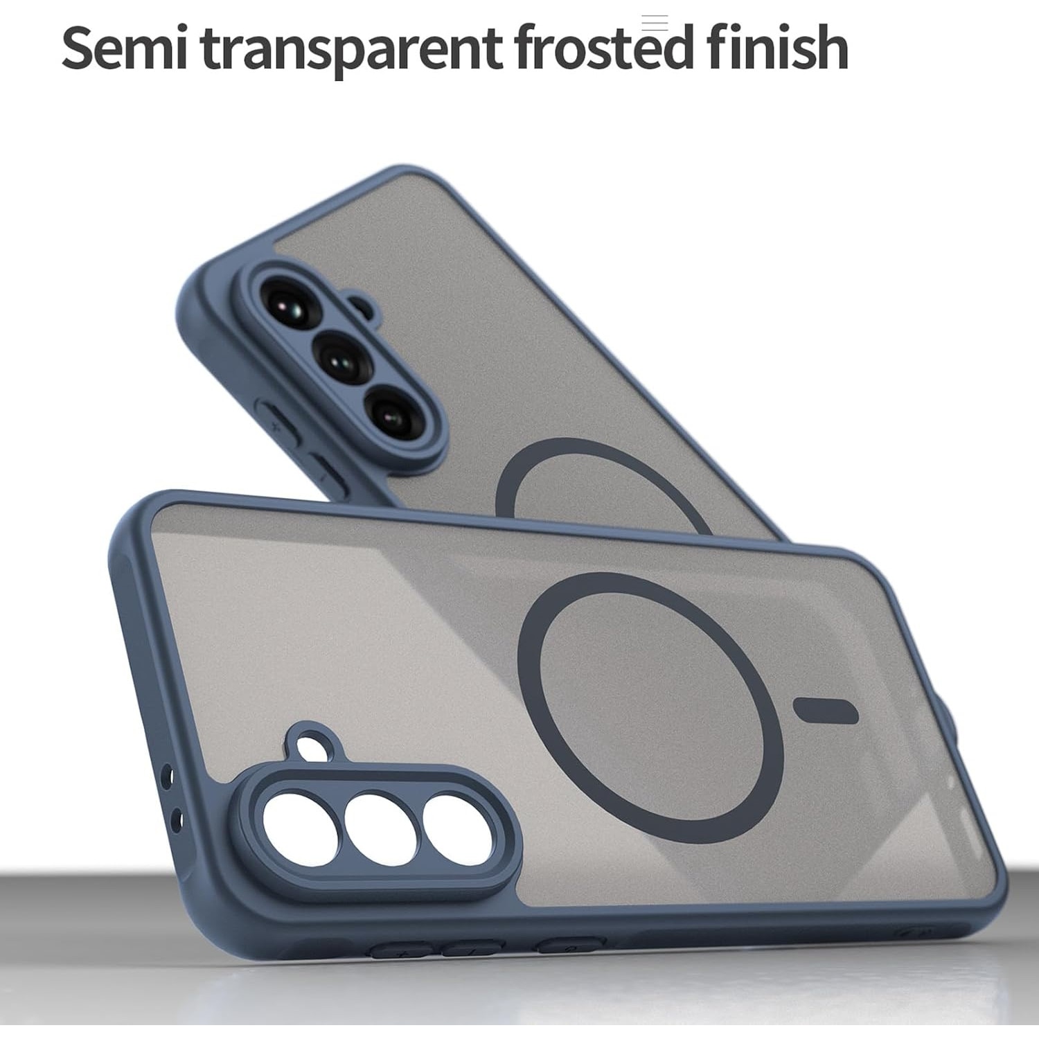 Husa Matte MagSafe pentru Samsung Galaxy A56, protectie completa, contur albastru