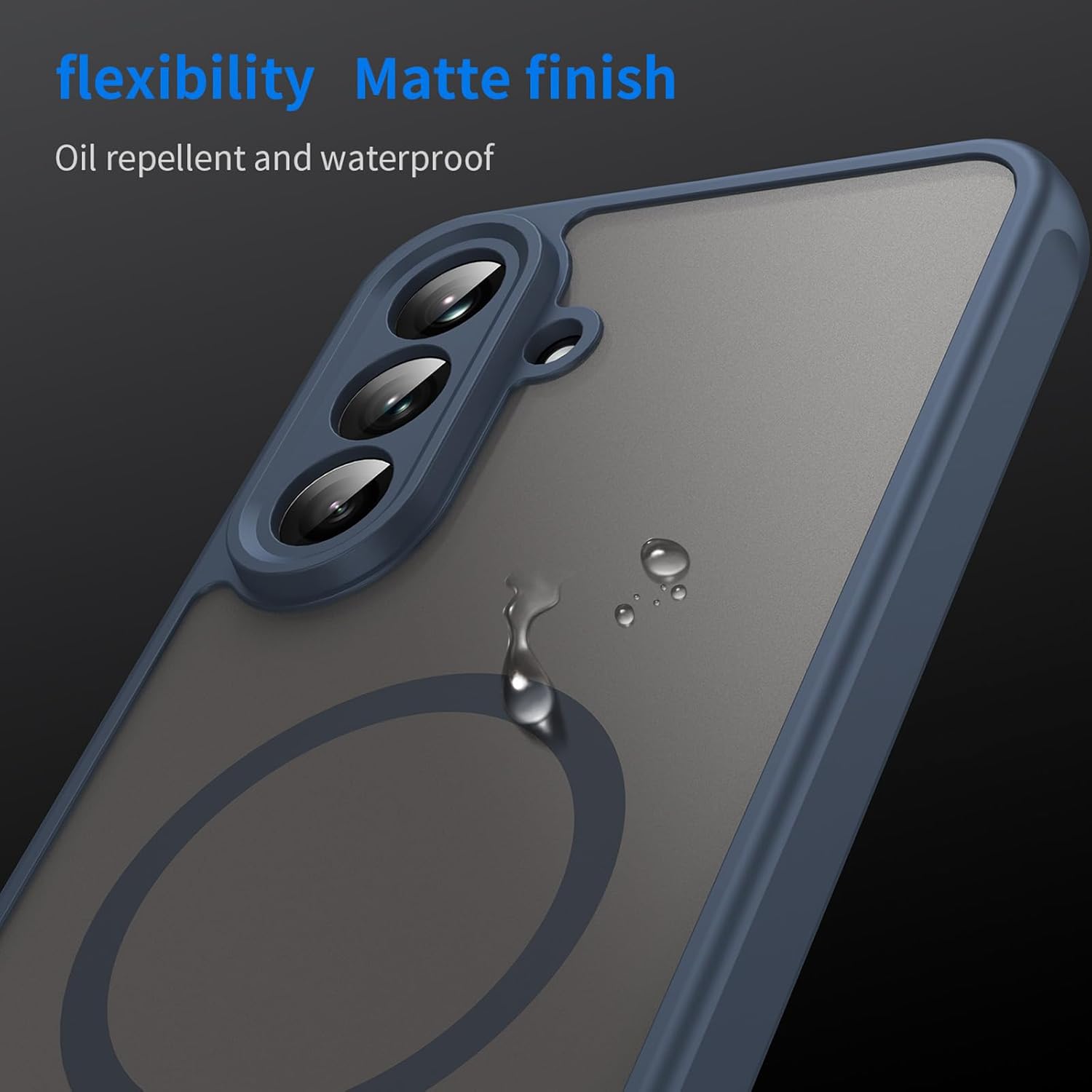 Husa Matte MagSafe pentru Samsung Galaxy A56, protectie completa, contur albastru