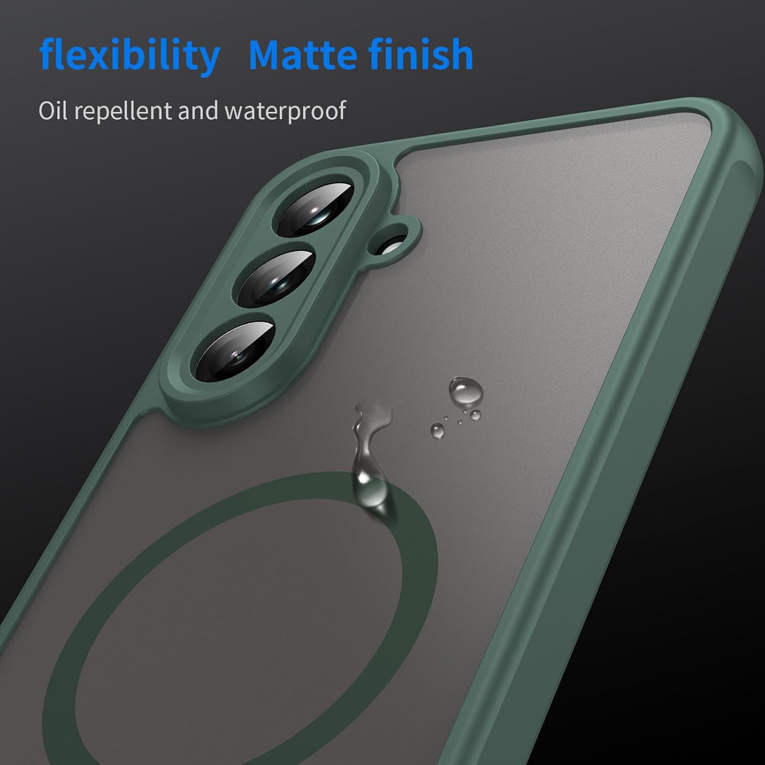 Husa Matte MagSafe pentru Samsung Galaxy A36, protectie completa, contur verde