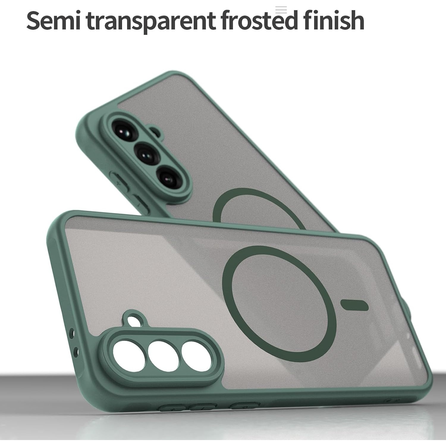 Husa Matte MagSafe pentru Samsung Galaxy A36, protectie completa, contur verde