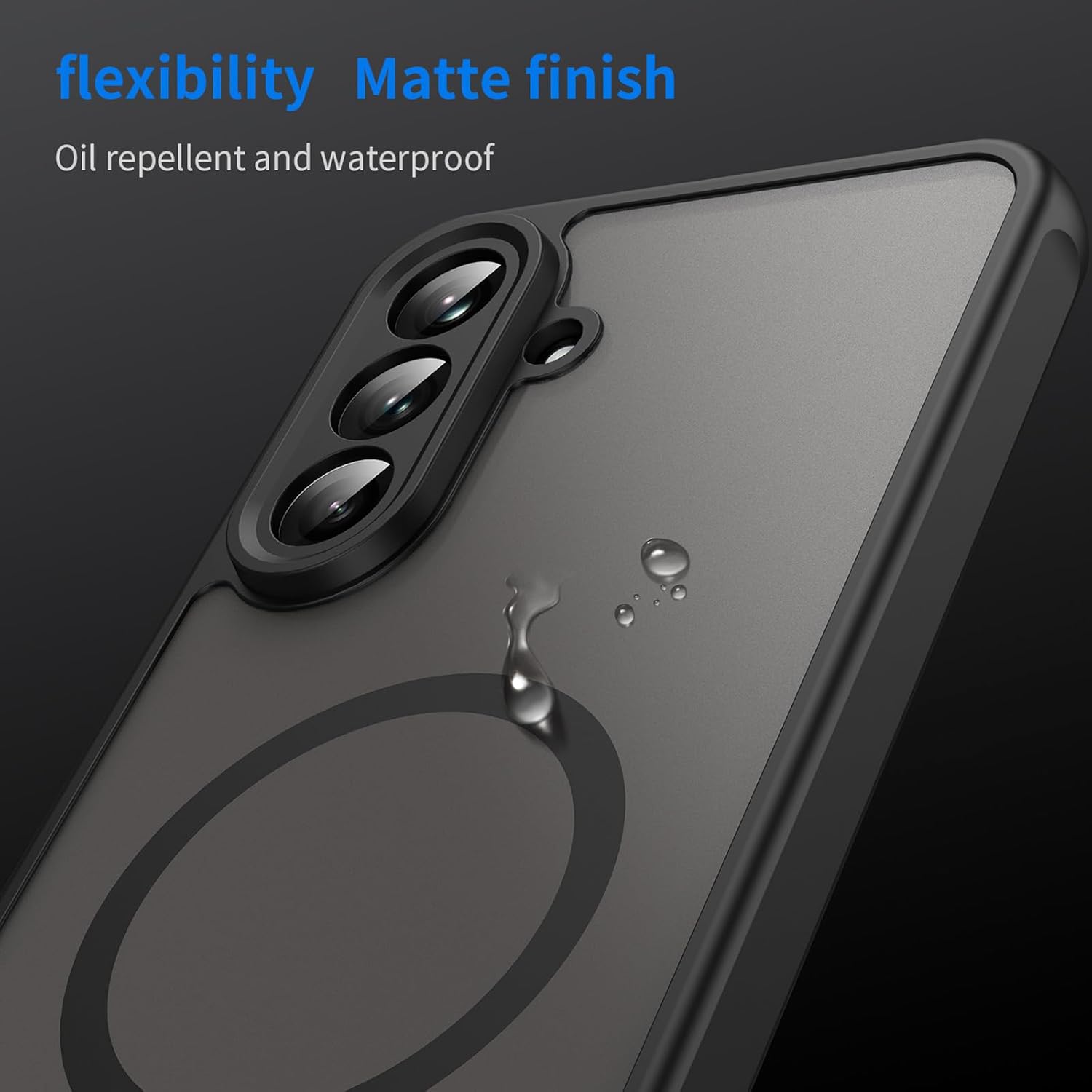 Husa Matte MagSafe pentru Samsung Galaxy A36, protectie completa, contur negru