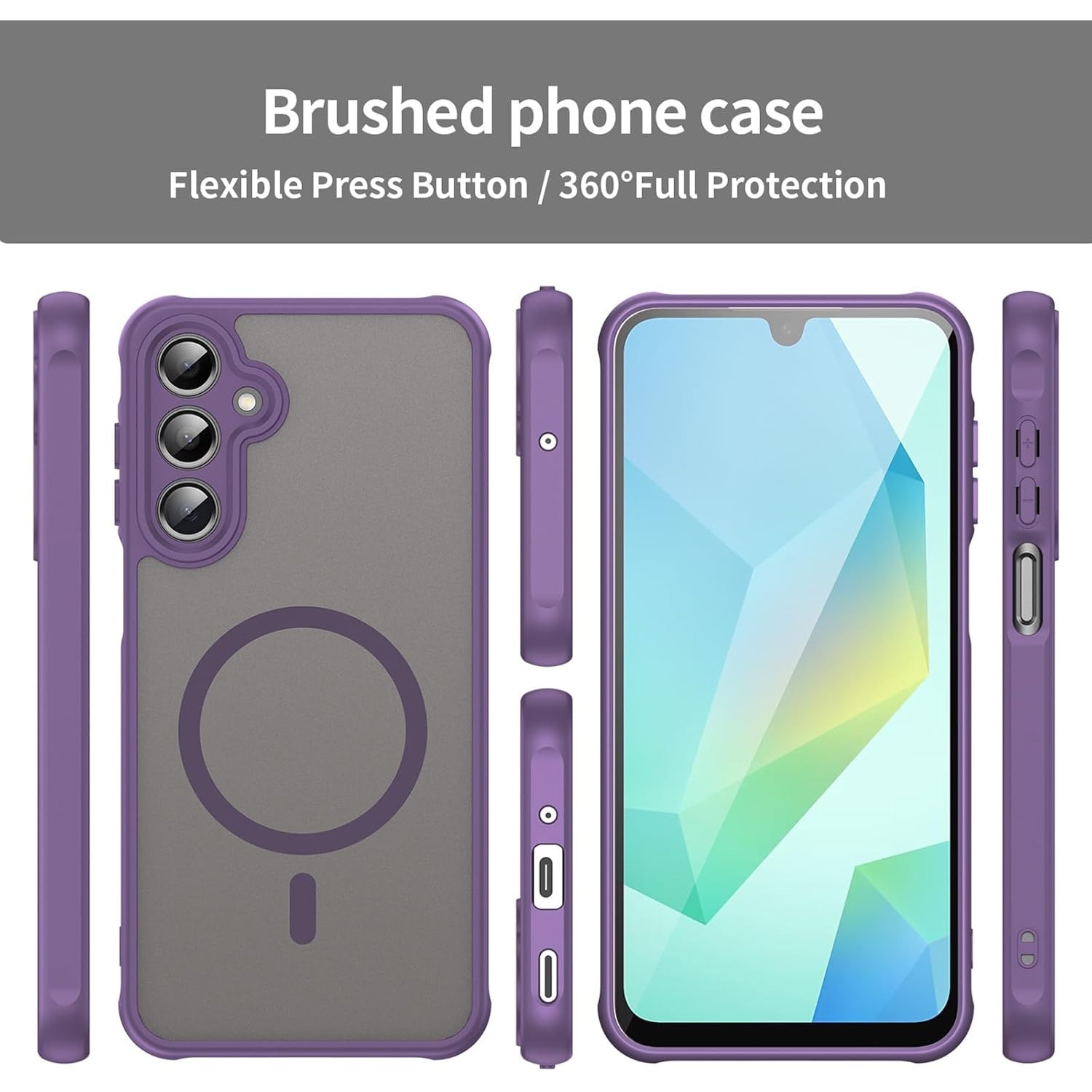 Husa Matte MagSafe pentru Samsung Galaxy S26 Fe, protectie completa, contur Mov