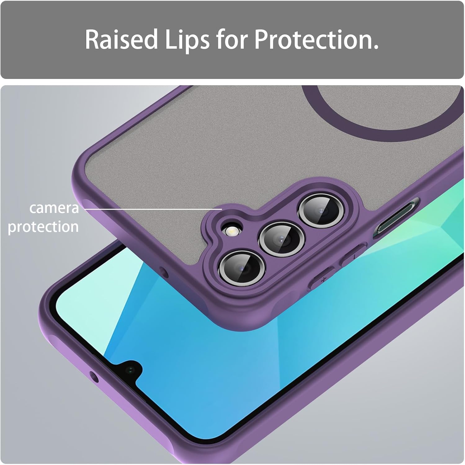 Husa Matte MagSafe pentru Samsung Galaxy S26 Fe, protectie completa, contur Mov