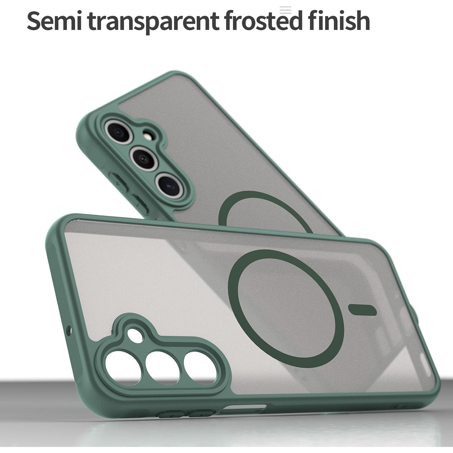 Husa Matte MagSafe pentru Samsung Galaxy A26, protectie completa, contur verde