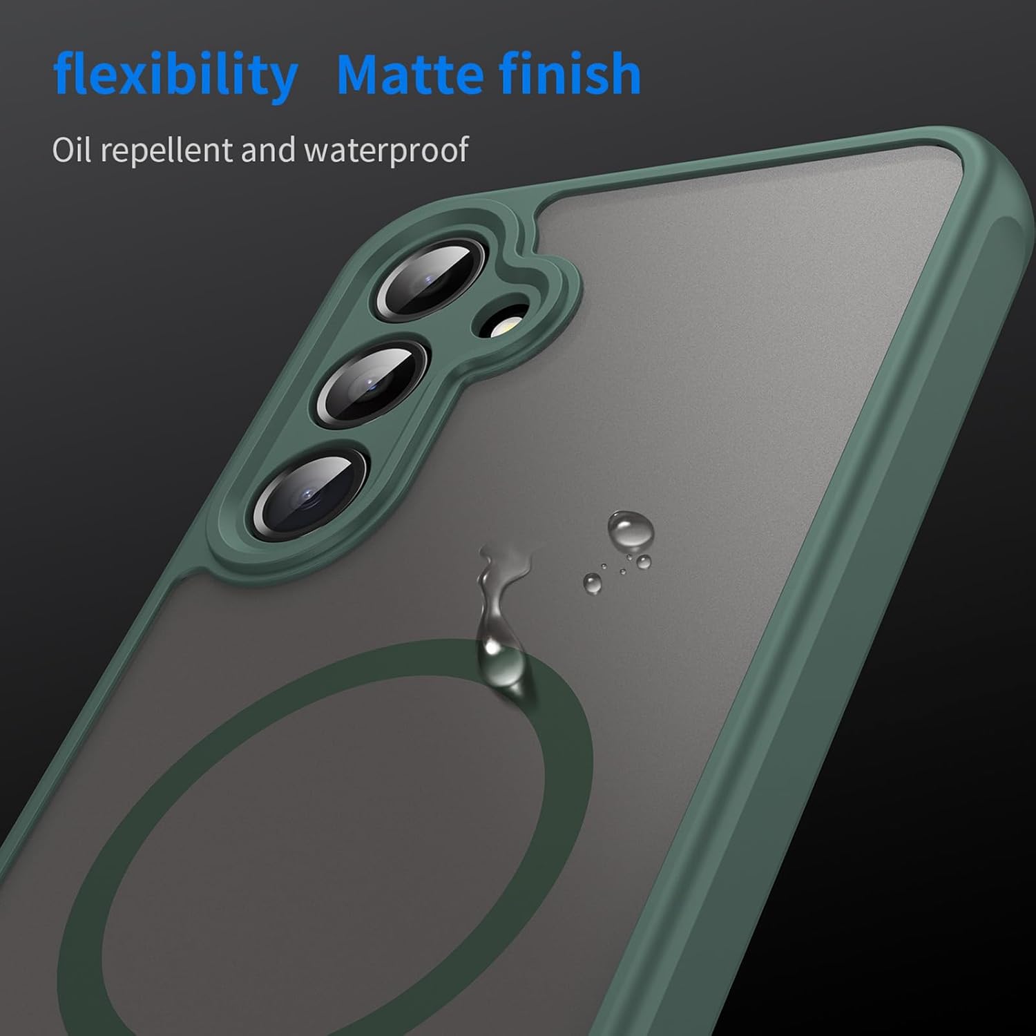 Husa Matte MagSafe pentru Samsung Galaxy A26, protectie completa, contur verde