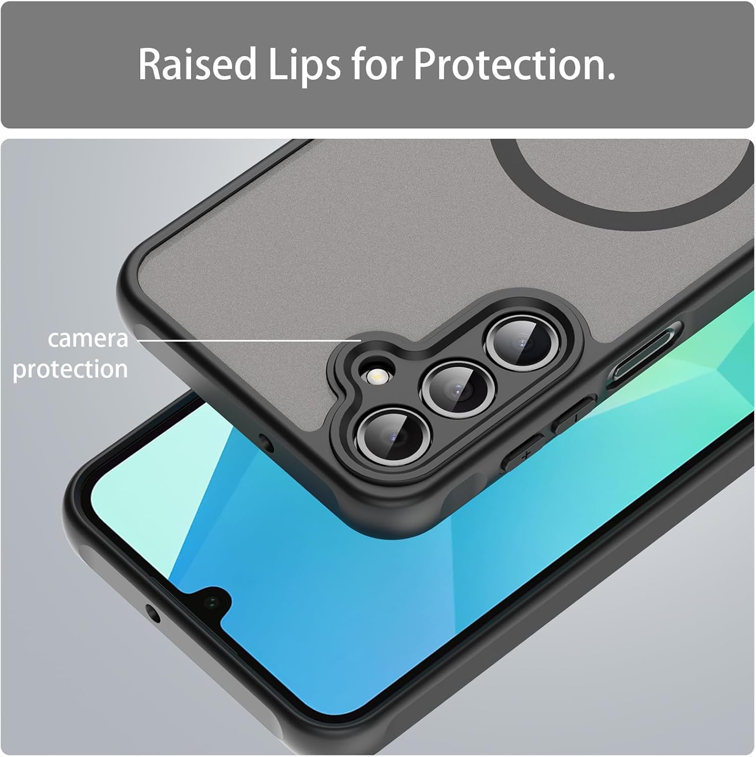 Husa Matte MagSafe pentru Samsung Galaxy A26, protectie completa, contur negru