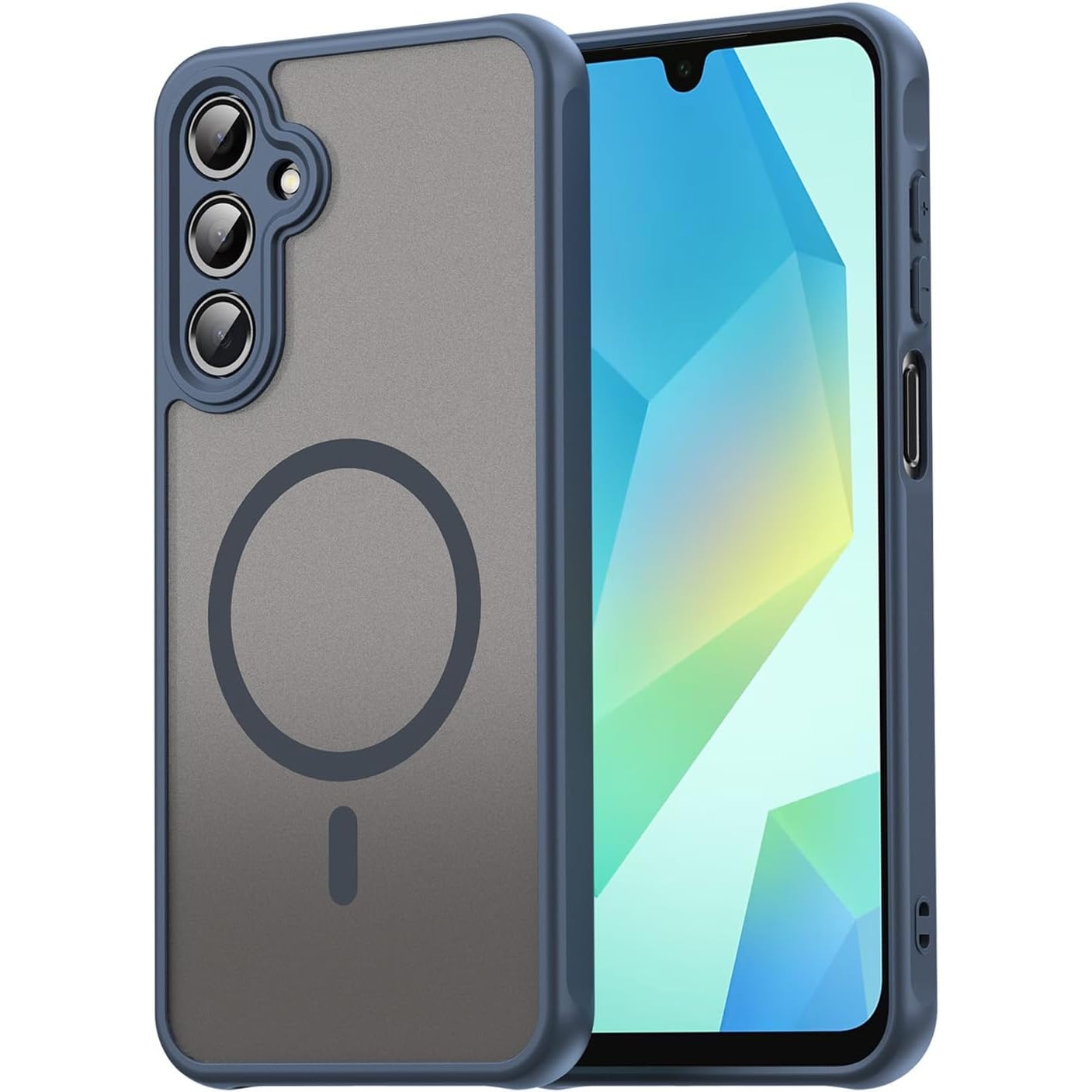 Husa Matte MagSafe pentru Samsung Galaxy A26, protectie completa, contur albastru