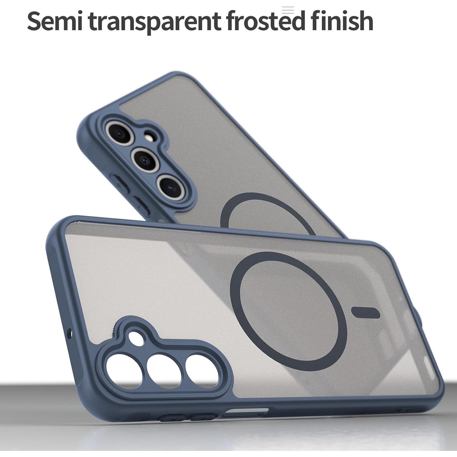 Husa Matte MagSafe pentru Samsung Galaxy A26, protectie completa, contur albastru