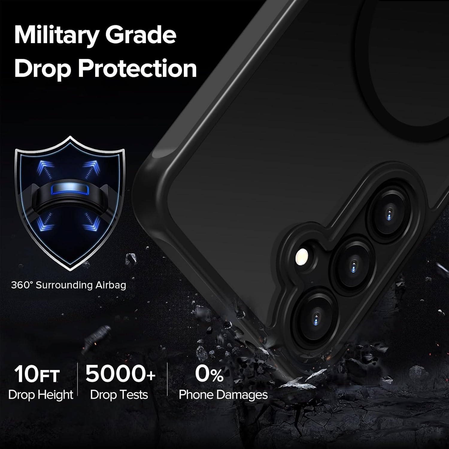Husa Matte MagSafe pentru Samsung Galaxy S25 Plus 5G, protectie completa, contur negru