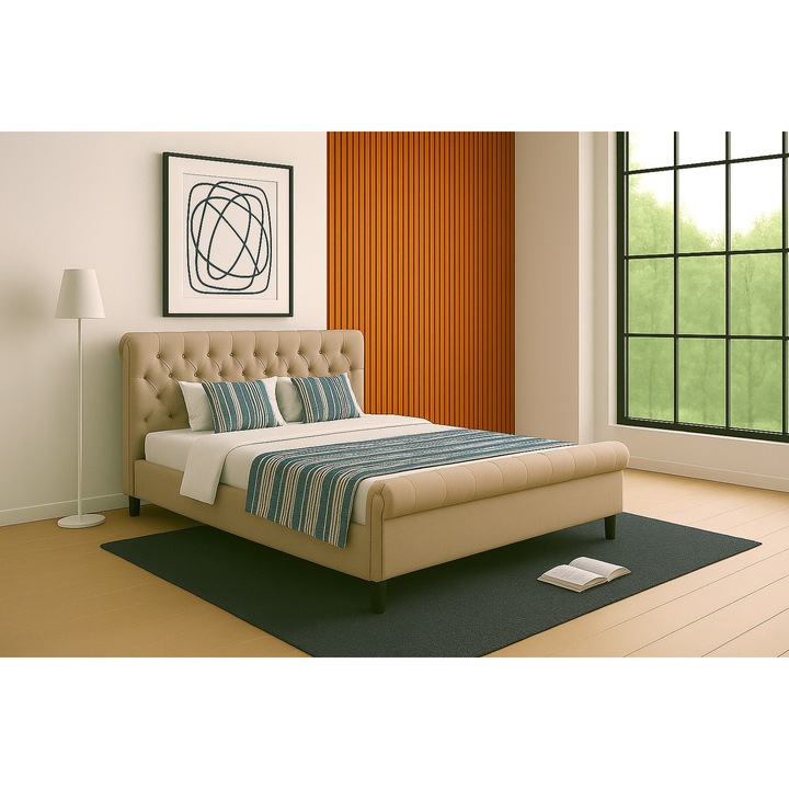 Pat Black Red White 9036, catifea bej, 160x200cm