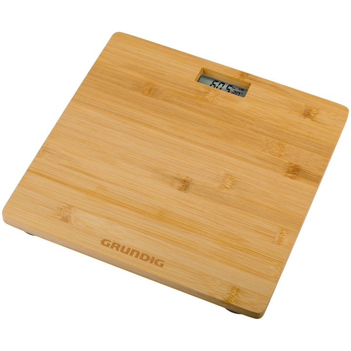 Електронен кантар за тяло, Grundig, Бамбук, Дигитален екран, Максимално тегло 180 кг