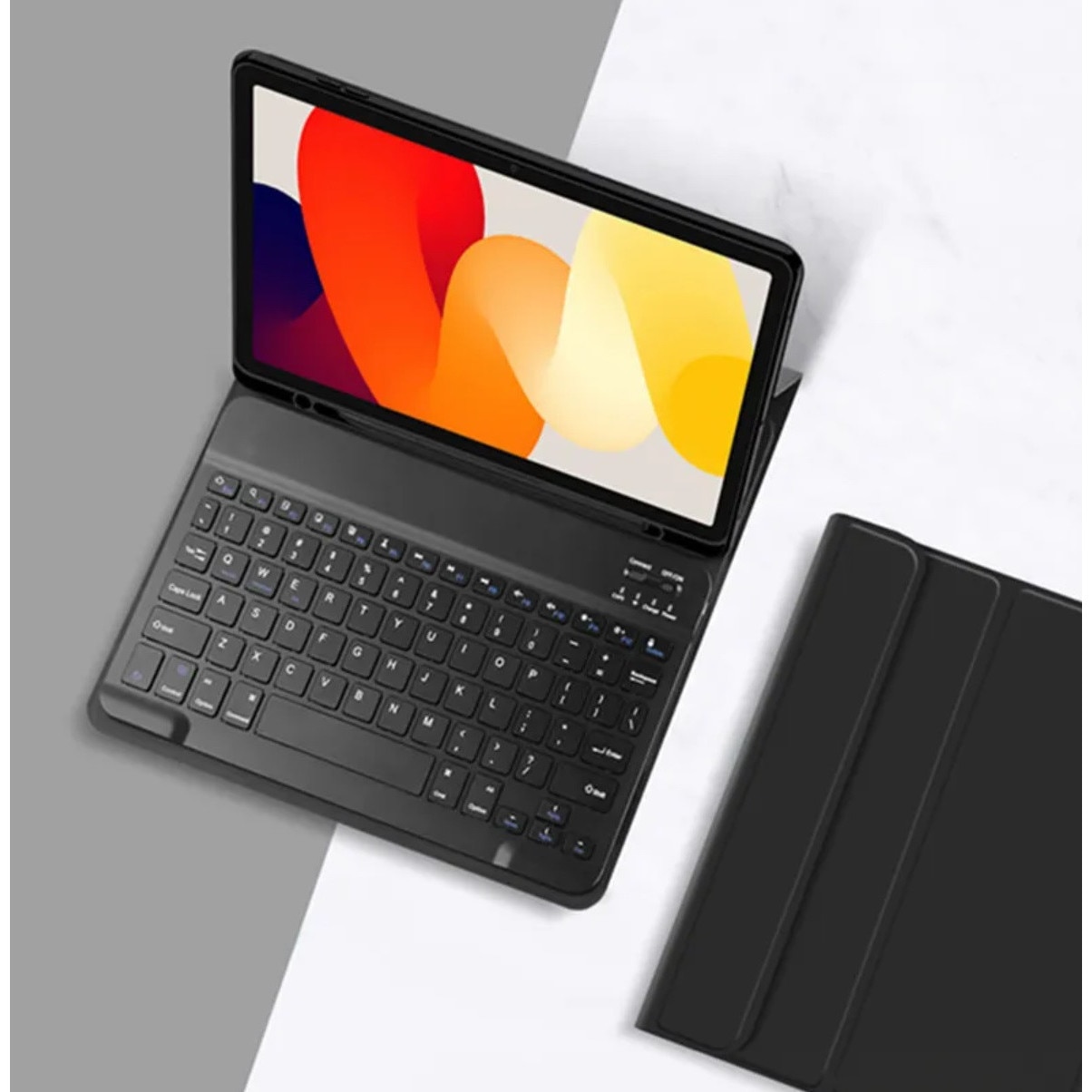 Husa și Tastatură Bluetooth Set pentru Xiaomi Redmi Pad PRO 12 "1", Piele Ecologică, Negru