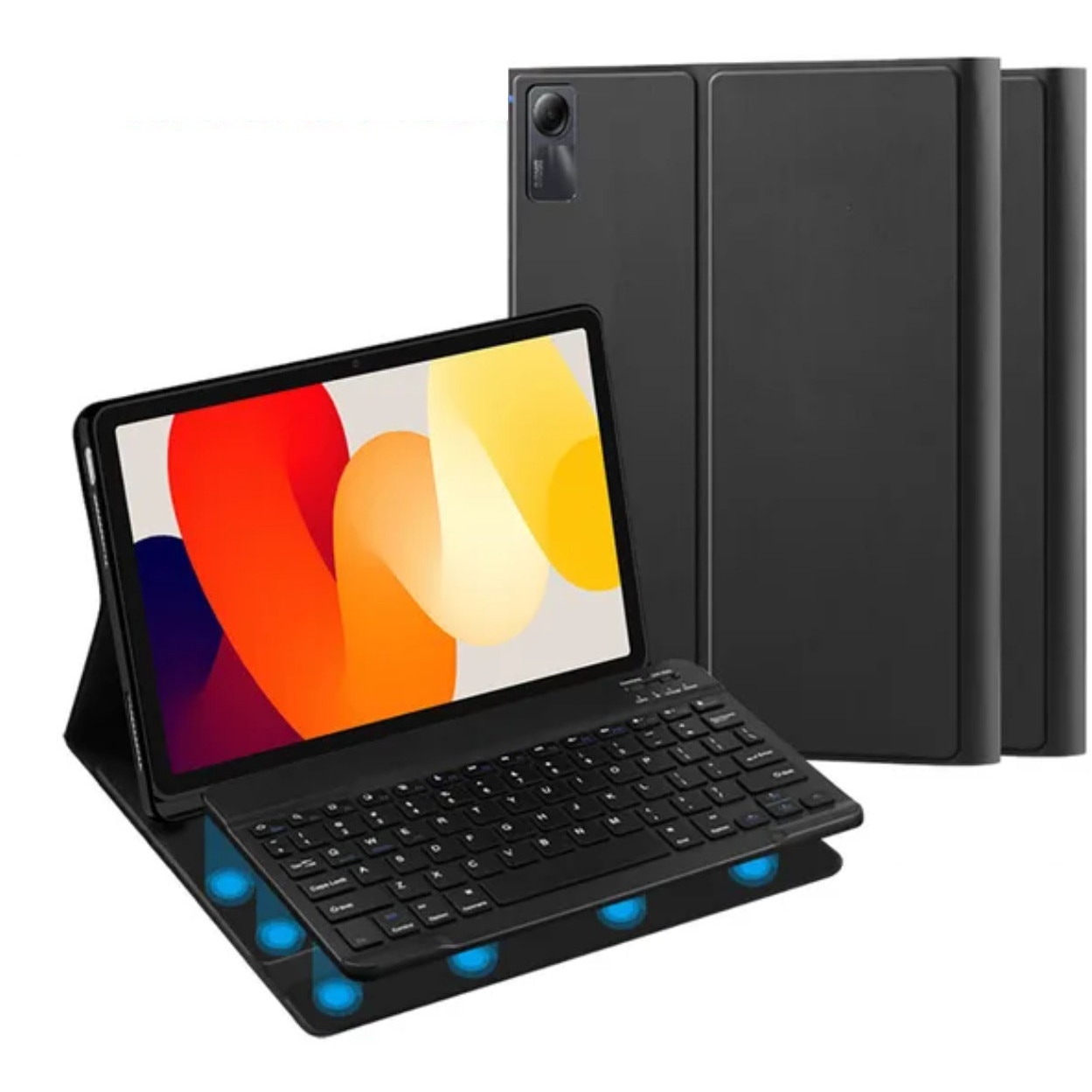 Husa și Tastatură Bluetooth Set pentru Xiaomi Redmi Pad PRO 12 "1", Piele Ecologică, Negru