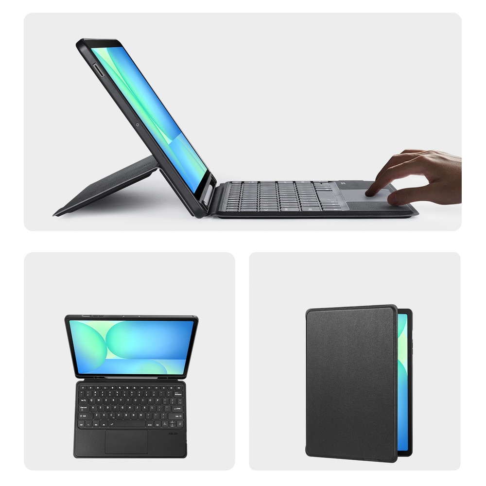 Husa cu tastatura Dux Ducis DK compatibila cu Samsung Galaxy Tab S10 FE Plus, Iluminata, 13.1inch, Negru