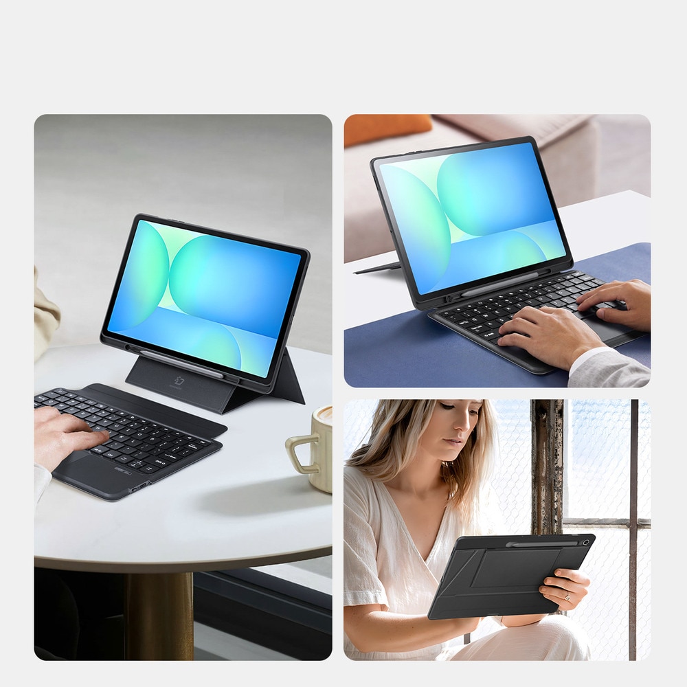 Husa cu tastatura Dux Ducis DK compatibila cu Samsung Galaxy Tab S10 FE Plus, Iluminata, 13.1inch, Negru