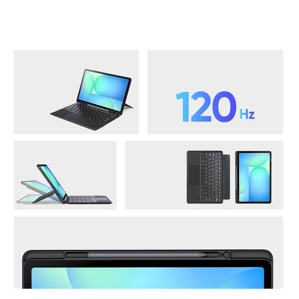 Husa cu tastatura Dux Ducis DK compatibila cu Samsung Galaxy Tab S10 FE Plus, Iluminata, 13.1inch, Negru